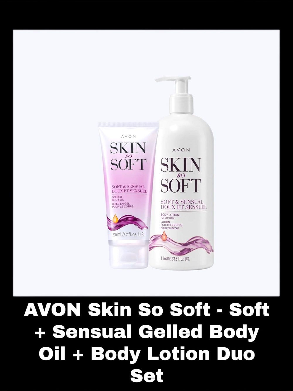 AVON SKIN SO SOFT - Soft & Sensual Gelled Body Oil + Bonus Size Body Lotion Set